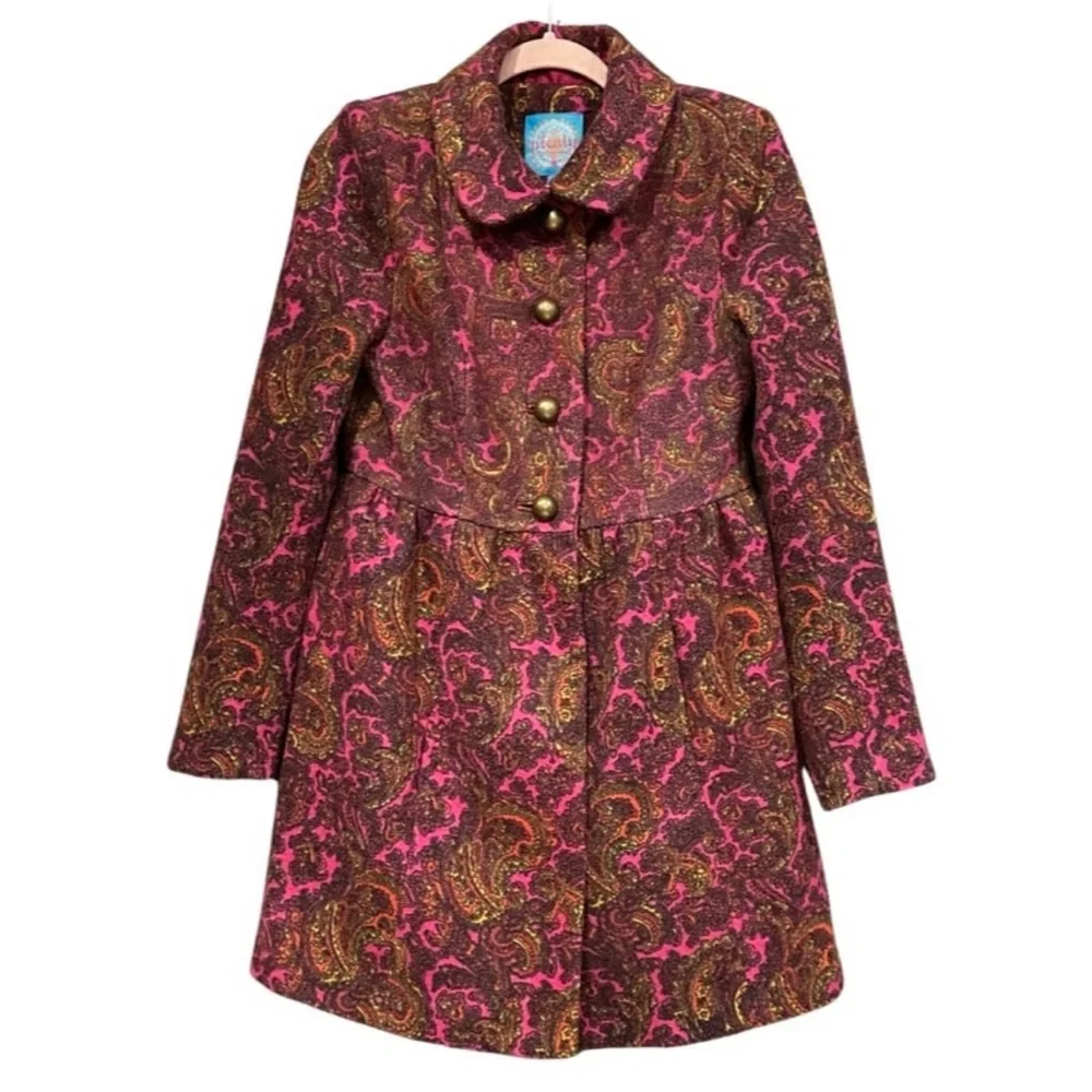 Anthropologie Plenty By Tracy Reece Plum Paisley Coat‎